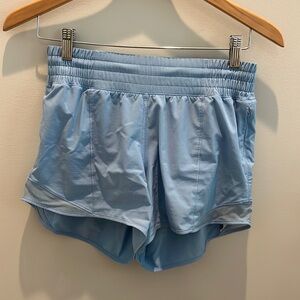 Light Blue Lululemon Hotty Hot 4” Shorts